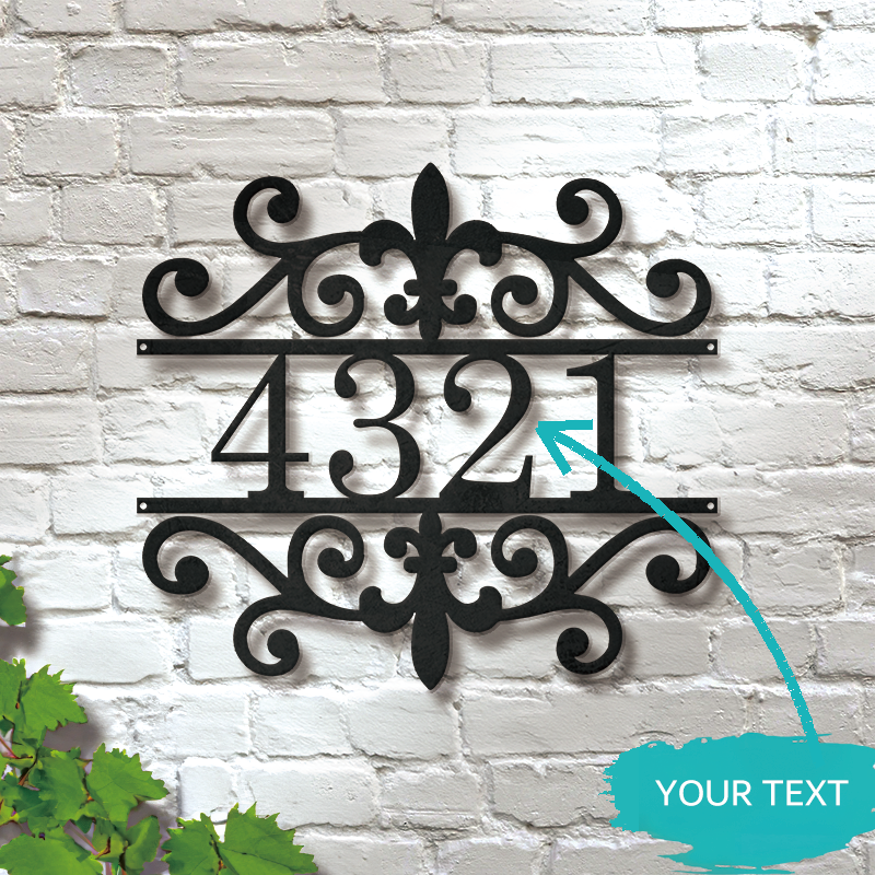 Personalized Metal Address Sign │ Elegant Black House Number Plaque