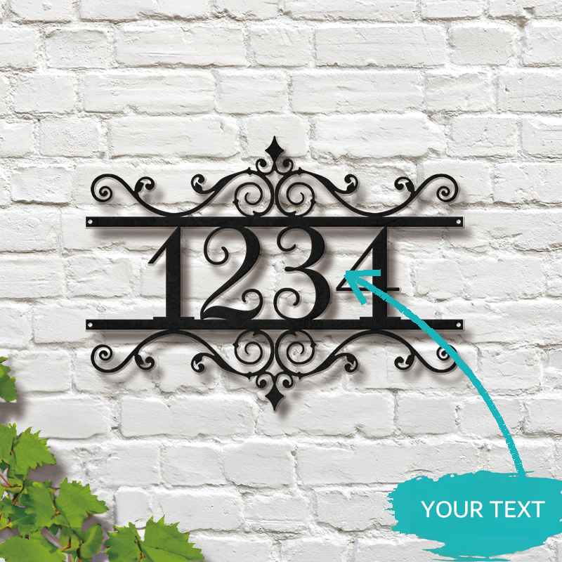 Personalized Metal Address Sign │ Elegant Black House Number Plaque