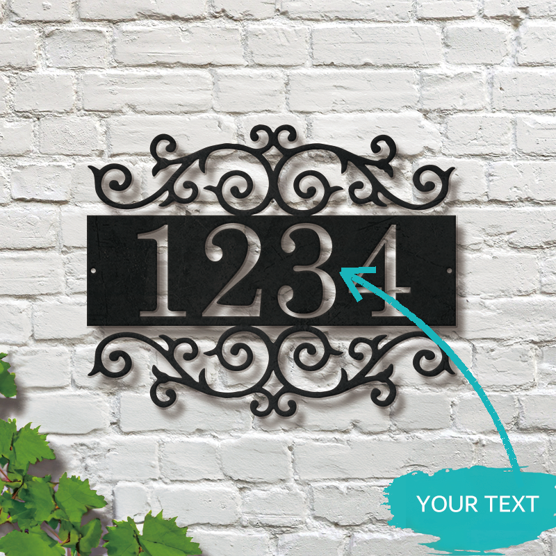 Personalized Metal Address Sign │ Elegant Black House Number Plaque