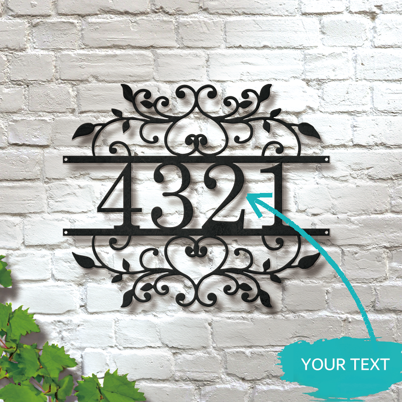 Personalized Metal Address Sign │ Elegant Black House Number Plaque