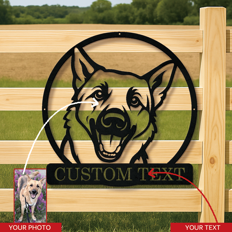 Personalized Pet Portrait Metal Sign │ Modern B&W Dog Memorial Art