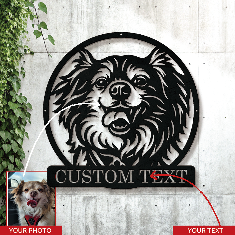 Personalized Pet Portrait Metal Sign │ Modern B&W Dog Memorial Art