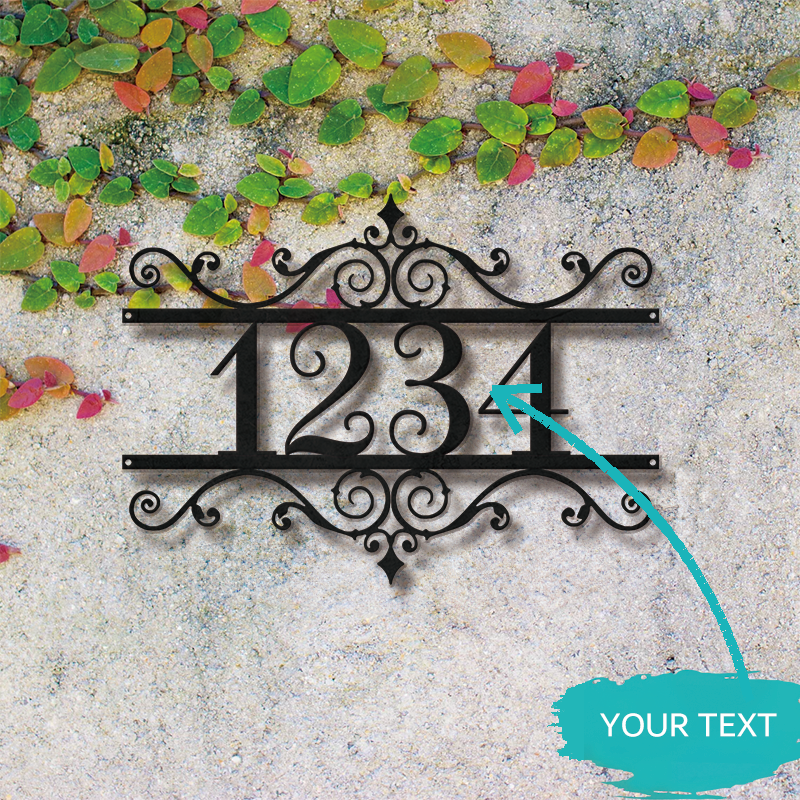 Personalized Metal Address Sign │ Elegant Black House Number Plaque
