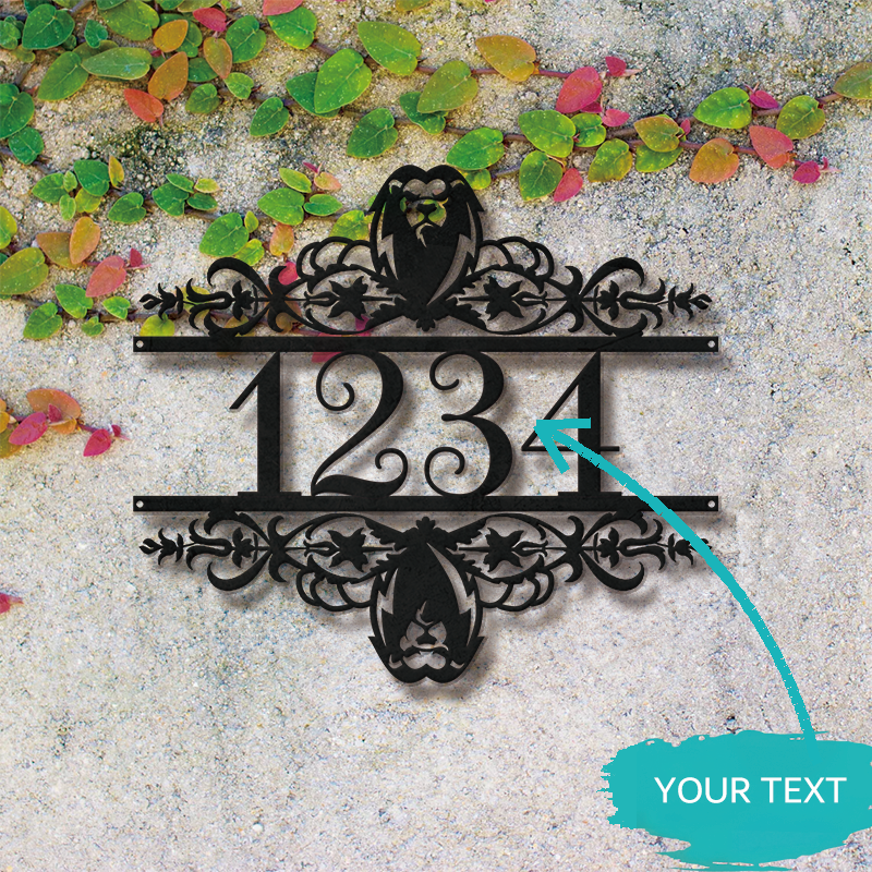 Personalized Metal Address Sign │ Elegant Black House Number Plaque