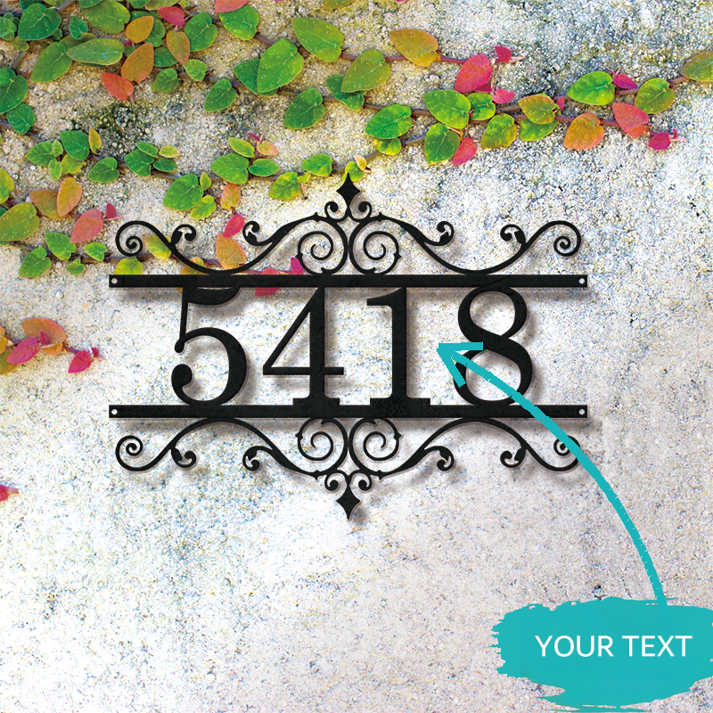 Personalized Metal Address Sign │ Elegant Black House Number Plaque