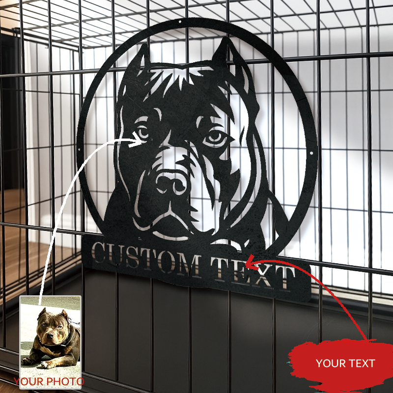 Personalized Pet Portrait Metal Sign │ Modern B&W Dog Memorial Art