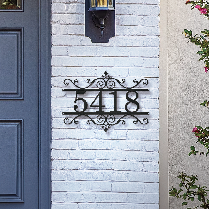 Personalized Metal Address Sign │ Elegant Black House Number Plaque