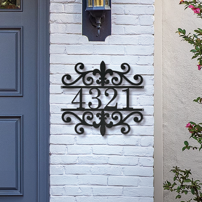 Personalized Metal Address Sign │ Elegant Black House Number Plaque