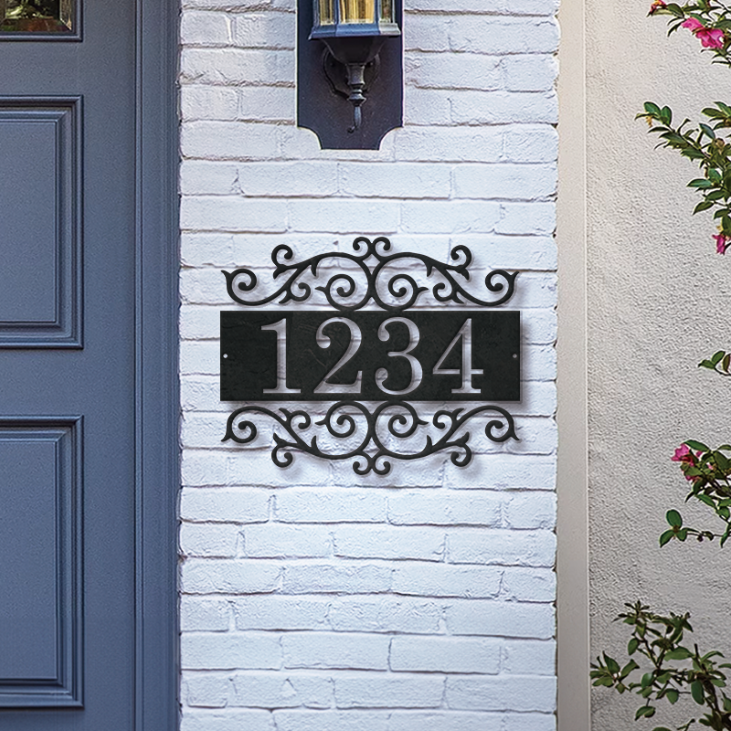 Personalized Metal Address Sign │ Elegant Black House Number Plaque