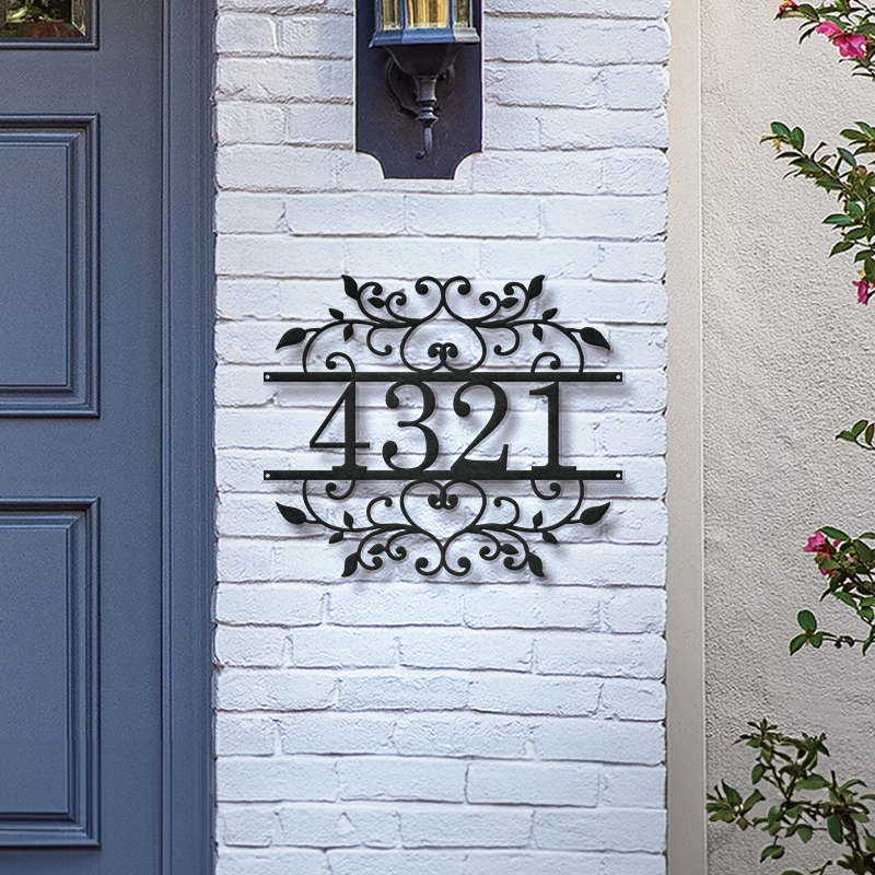 Personalized Metal Address Sign │ Elegant Black House Number Plaque