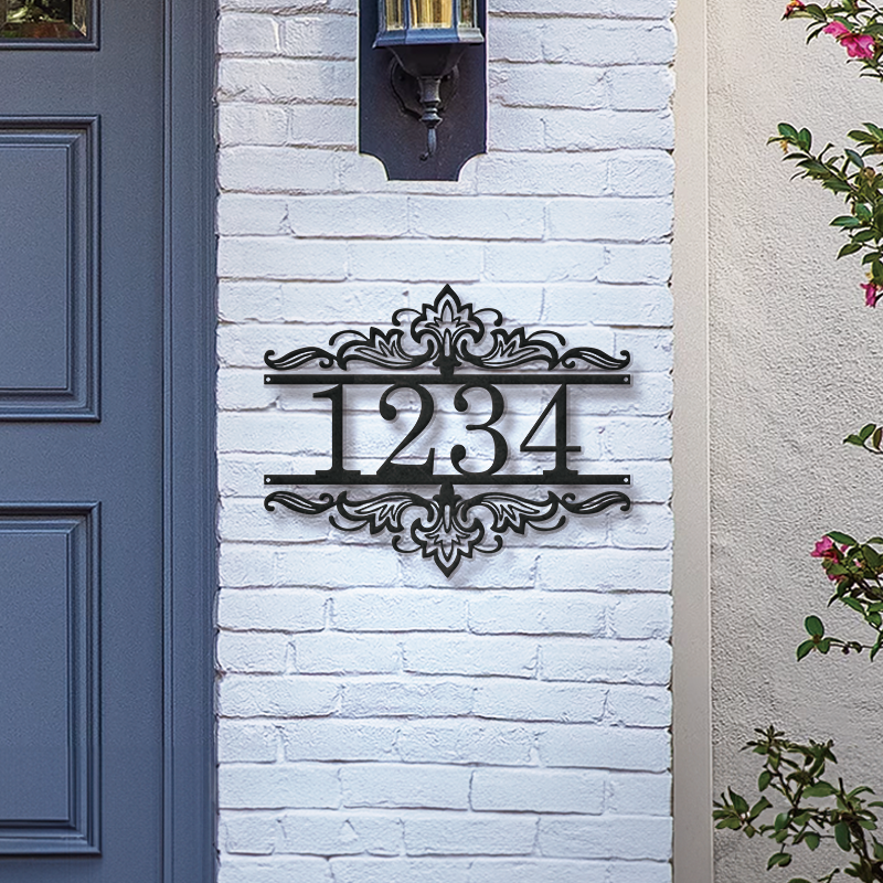 Personalized Metal Address Sign │ Elegant Black House Number Plaque
