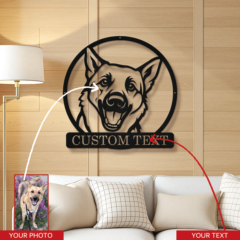 Personalized Pet Portrait Metal Sign │ Modern B&W Dog Memorial Art