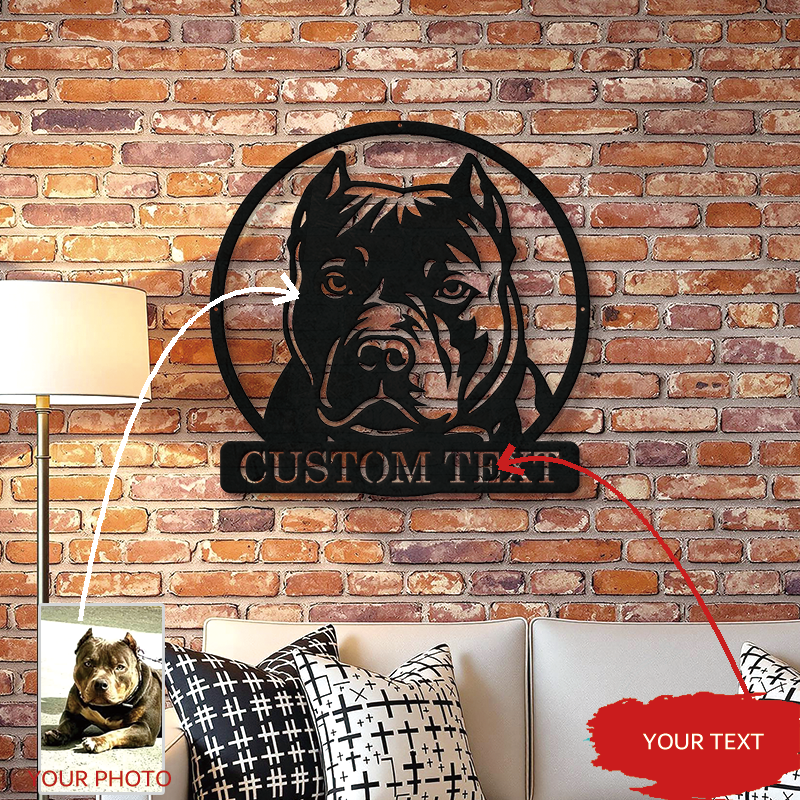 Personalized Pet Portrait Metal Sign │ Modern B&W Dog Memorial Art