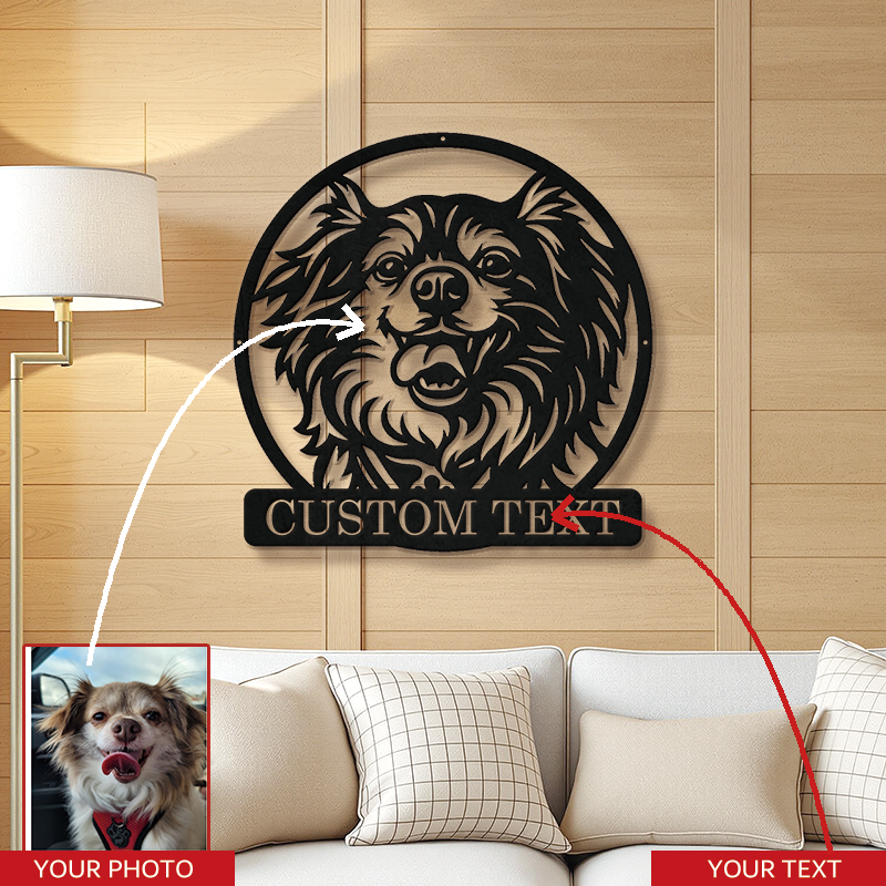Personalized Pet Portrait Metal Sign │ Modern B&W Dog Memorial Art