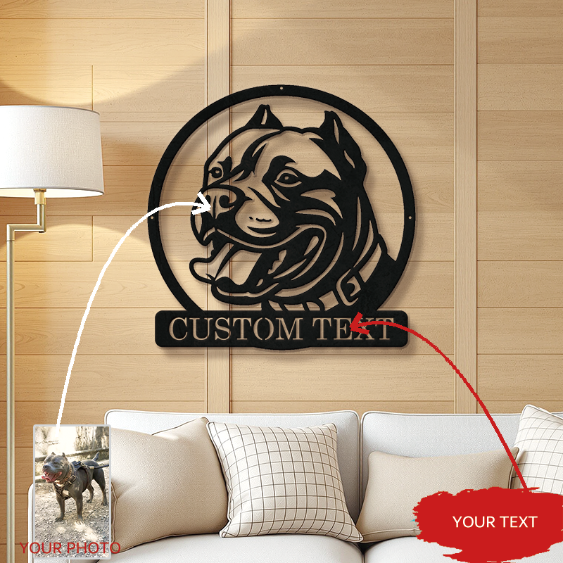 Personalized Pet Portrait Metal Sign │ Modern B&W Dog Memorial Art