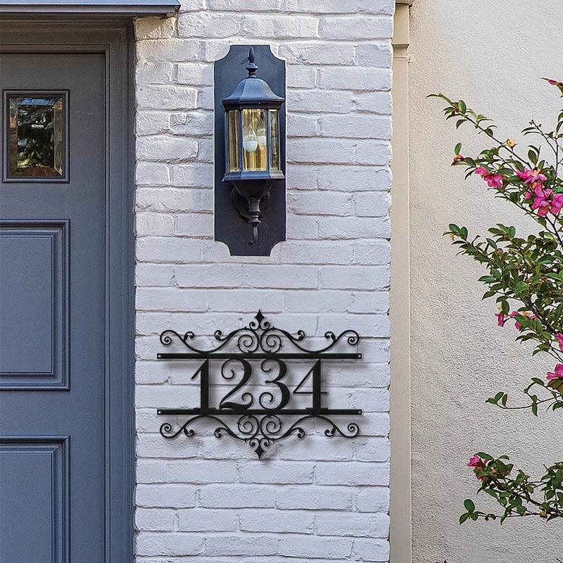 Personalized Metal Address Sign │ Elegant Black House Number Plaque