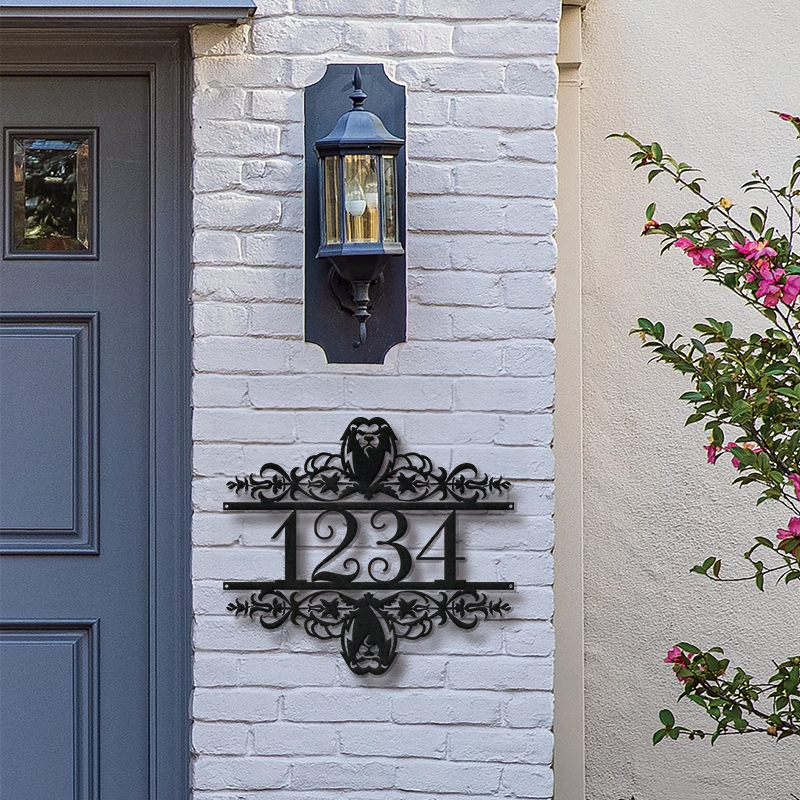 Personalized Metal Address Sign │ Elegant Black House Number Plaque