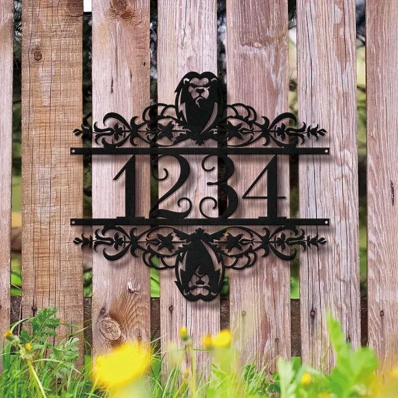 Personalized Metal Address Sign │ Elegant Black House Number Plaque