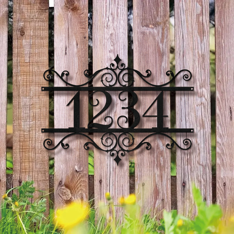 Personalized Metal Address Sign │ Elegant Black House Number Plaque