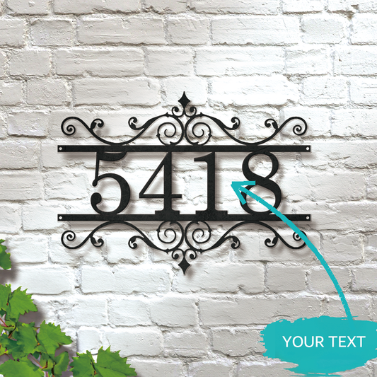 Personalized Metal Address Sign │ Elegant Black House Number Plaque