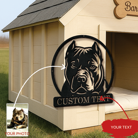 Personalized Pet Portrait Metal Sign │ Modern B&W Dog Memorial Art