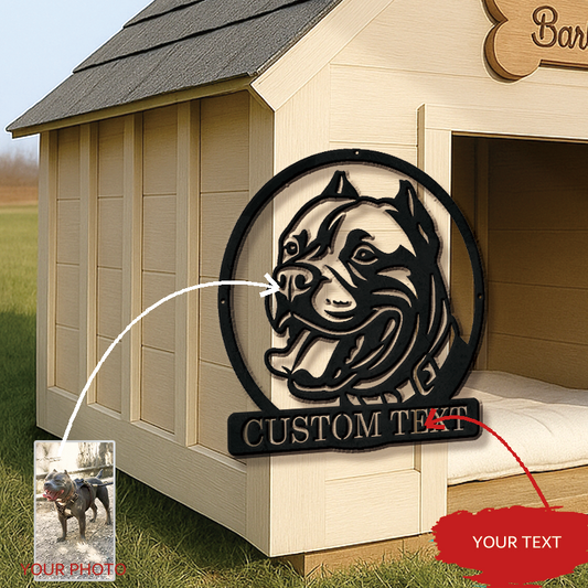 Personalized Pet Portrait Metal Sign │ Modern B&W Dog Memorial Art
