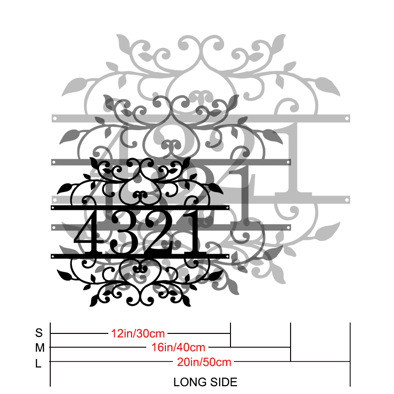 Personalized Metal Address Sign │ Elegant Black House Number Plaque