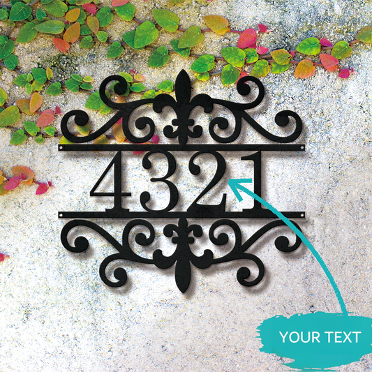Personalized Metal Address Sign │ Elegant Black House Number Plaque