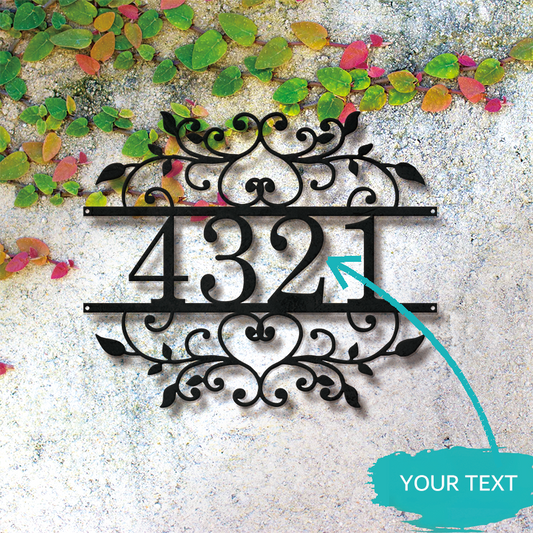 Personalized Metal Address Sign │ Elegant Black House Number Plaque