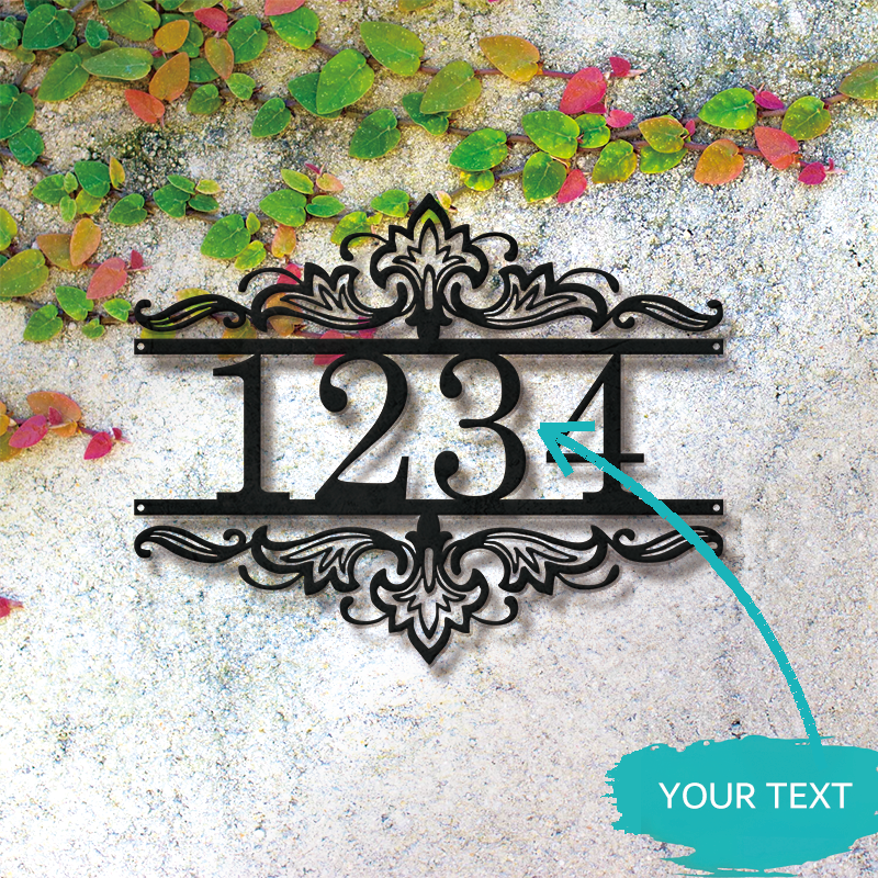 Personalized Metal Address Sign │ Elegant Black House Number Plaque