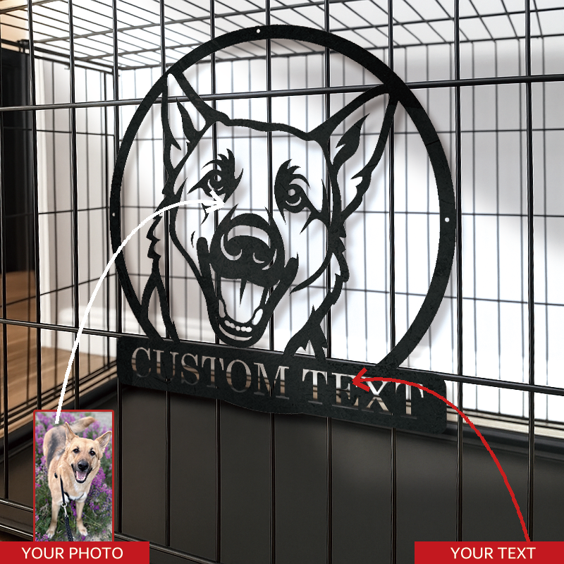 Personalized Pet Portrait Metal Sign │ Modern B&W Dog Memorial Art